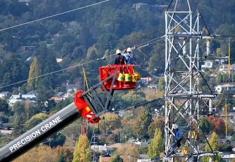 Crane Special Attachment: Utility Workers in Personnel Bucket